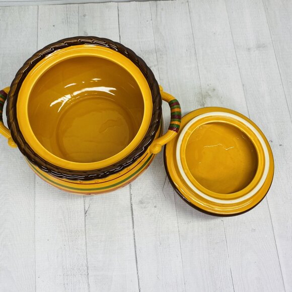 Celebrating Home TUSCAN  Oven Safe Stoneware 4 qt Bean Pot Handle Casserole Dish - Picture 7 of 12